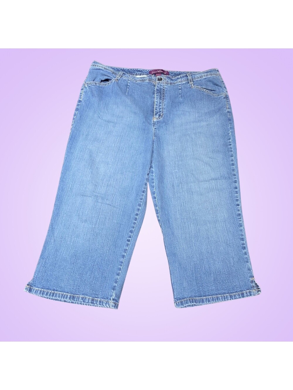 Gloria Vanderbilt Womens 18W Plus Size Capri Jeans Light Wash Stretch Denim